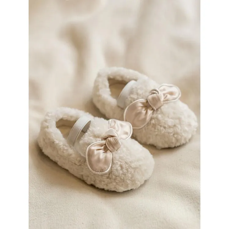 FAVMARTHA.女宝宝鞋子女童毛毛鞋1-2岁3软底学步加绒羊羔毛儿童棉