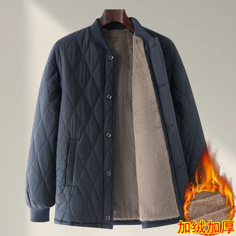 爸爸冬装棉衣加绒加厚夹克冬季男士外套爷爷棉服内胆中老年小棉袄