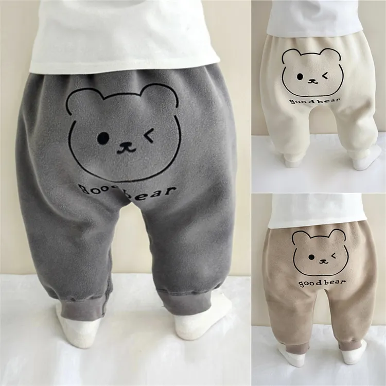  宝宝加绒大屁屁裤子冬季婴儿双面绒男女儿童宽松PP裤哈伦裤秋冬