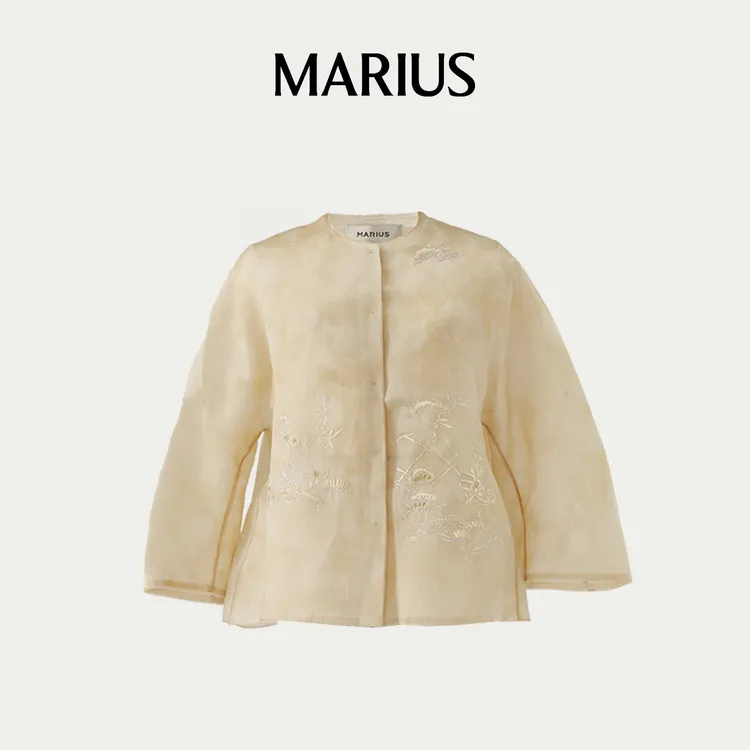 MARIUS“云香山”欧根纱刺绣新中式长袖短外套