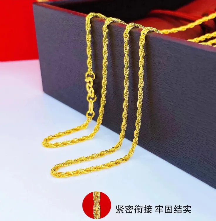 链子足银 足银999.9 【45厘米粗水波纹麻花链】加厚电镀耐带绞丝链