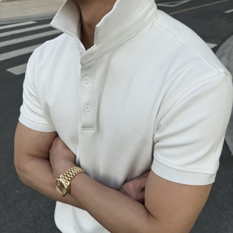 GTAL美式液态珠地棉POLO衫重磅T恤简约纯色男士商务通勤翻领短袖