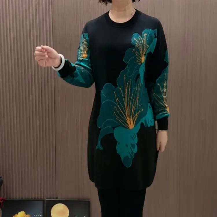 秋季大码显瘦妈妈装气质高档针织衫时尚百搭洋气减龄韩版日化毛衣