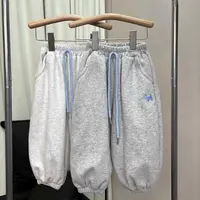 【高品质】儿童韩系刺绣卫裤春女宝新款收口裤洋气潮