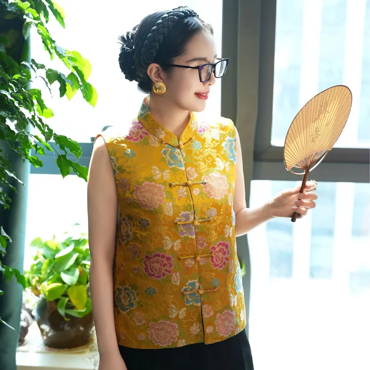 承国风高定【现代云锦】马甲中式提花时尚夏季气质百搭 AH12YR025