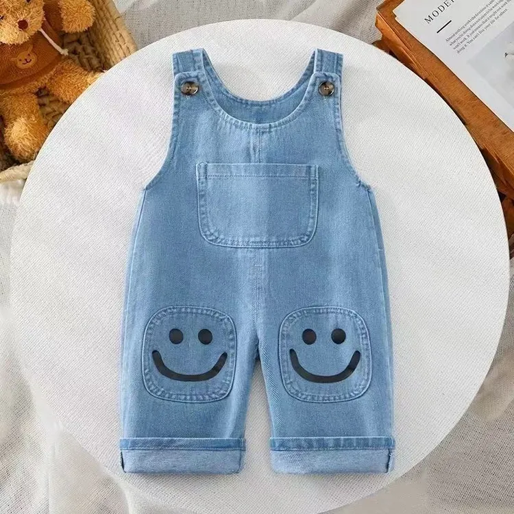 儿童软牛仔背带裤春夏秋款男童时尚休闲连体裤女童时尚裤子婴幼儿