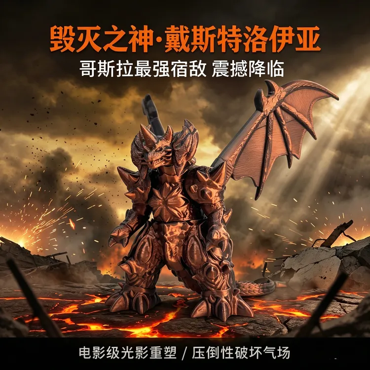哥斯拉系列之敌戴斯特洛伊亚3D打印可动关节摆件创意礼品模型玩具
