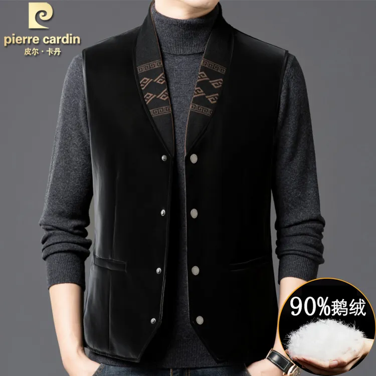 皮尔卡丹男士鹅绒羽绒马甲内搭新款冬装保暖内胆外穿背心百搭时尚