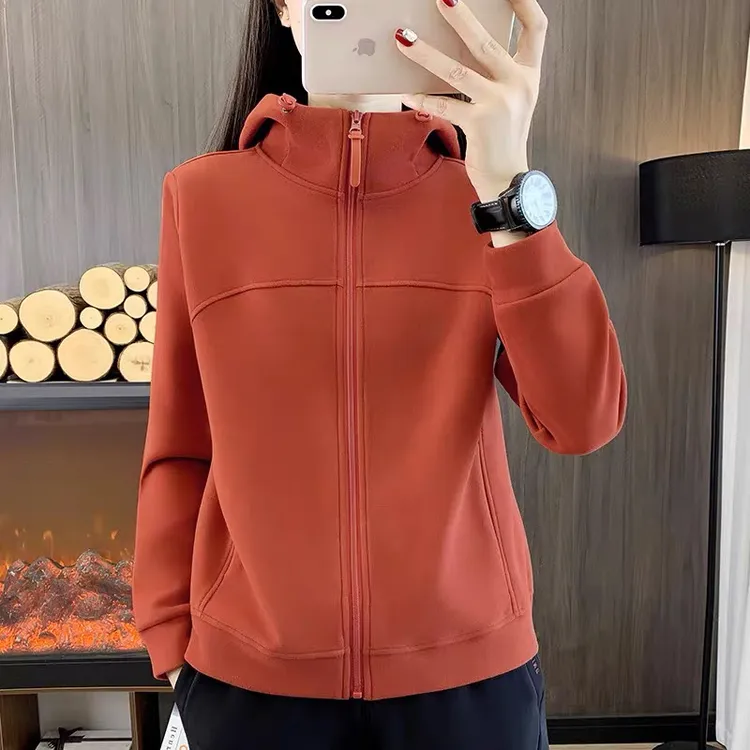 新款户外运动长袖薄款女常规连帽开衫卫衣春秋秋季加厚登山德绒
