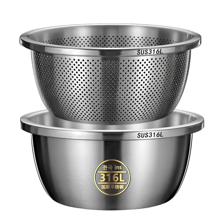 清仓加厚加深316不锈钢沥水篮洗菜盆厨房洗水果洗菜篮淘米盆米筛 