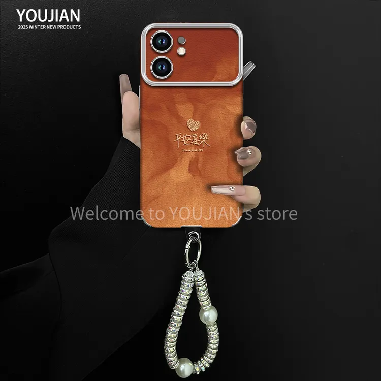 平安喜乐适用于苹果11/苹果12手机壳电镀大视窗贴皮高颜值防摔女