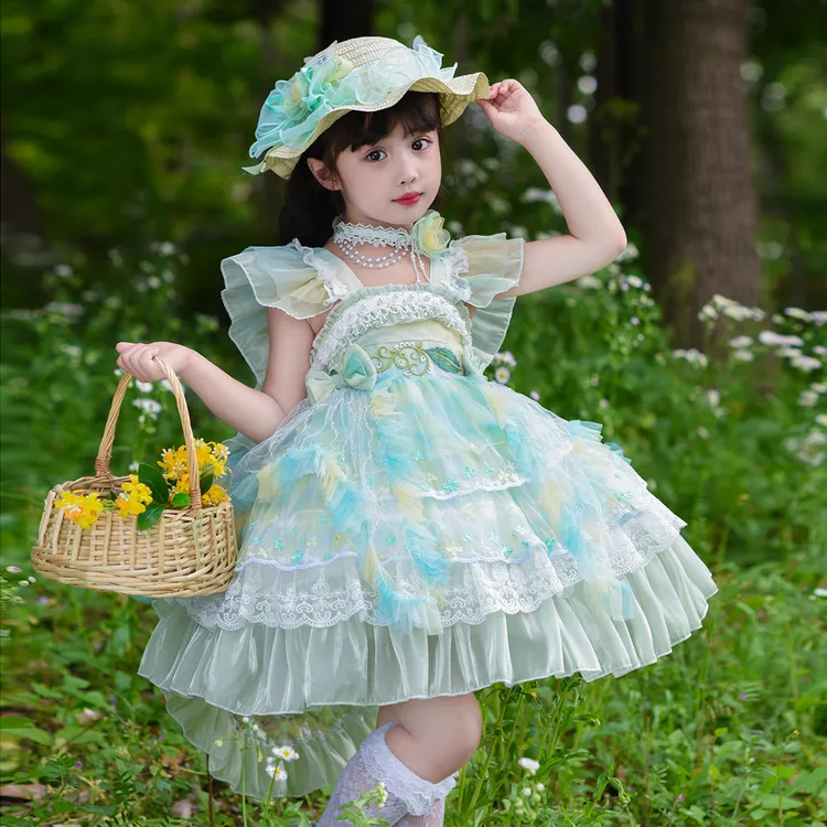 女童春日精灵洛丽塔公主裙夏装儿童花仙子生日礼服网纱蓬蓬公主裙