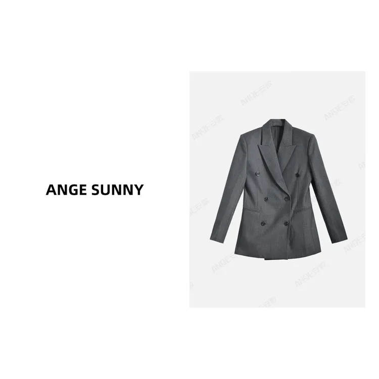 ANGE SUNNY【ROW极简羊毛西装】时尚新款 翻领双排扣气质百搭外套