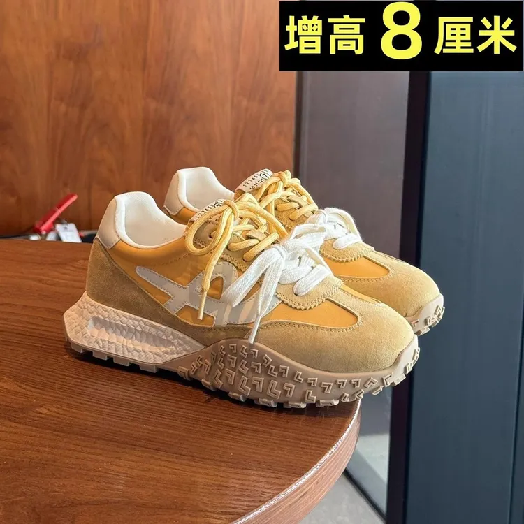内增高德训鞋女2025新款春季运动休闲鞋透气厚底百搭小个子阿甘鞋