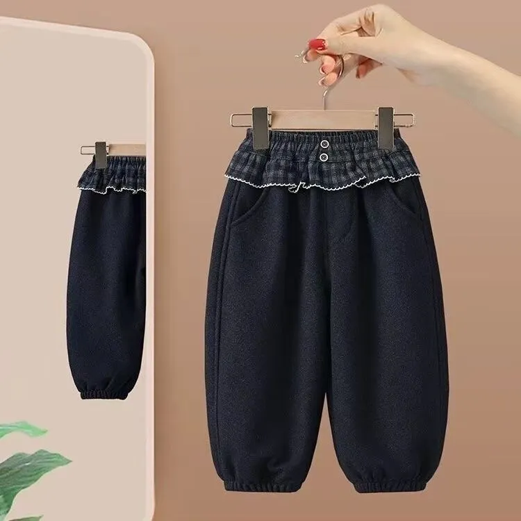 女童加绒裤子秋冬2025新款洋气儿童冬天超好看宝宝一体绒加厚卫裤