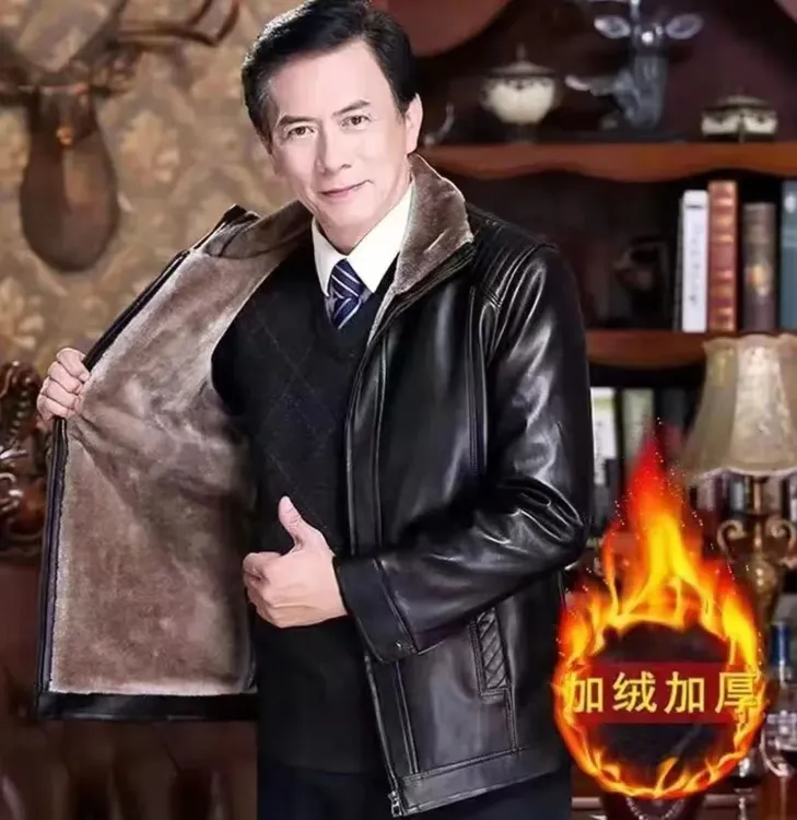 【新疆西藏包邮】正品中老年皮外套加绒加厚冬装皮衣男PU皮冬季