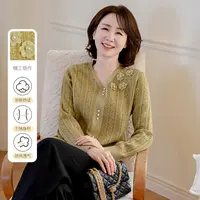 【简狐】中年妈妈秋装V领针织小衫J25CD0HF9541