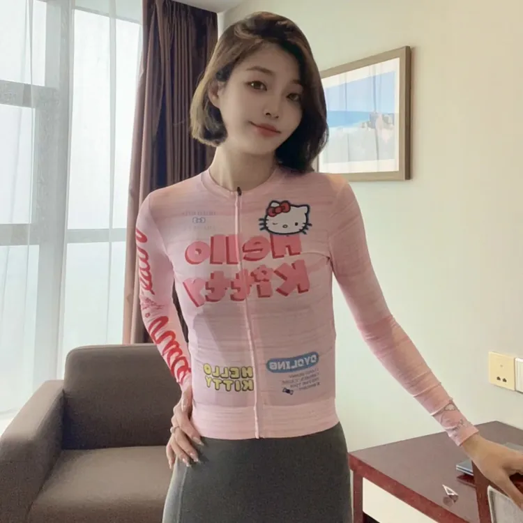 粉蓝KT_DaPinG定制款系列织带款骑行服薄款长袖自行车服NEW