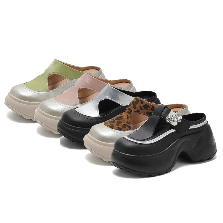 网红水钻包头拖鞋女夏季百搭高跟8cm厚底懒人凉鞋松糕凉拖鞋外穿 