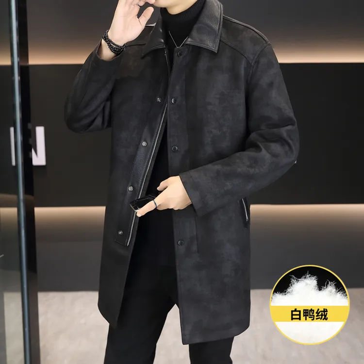 2025冬季新款高级感羽绒服男中长款潮流帅气上衣加厚保暖风衣外套
