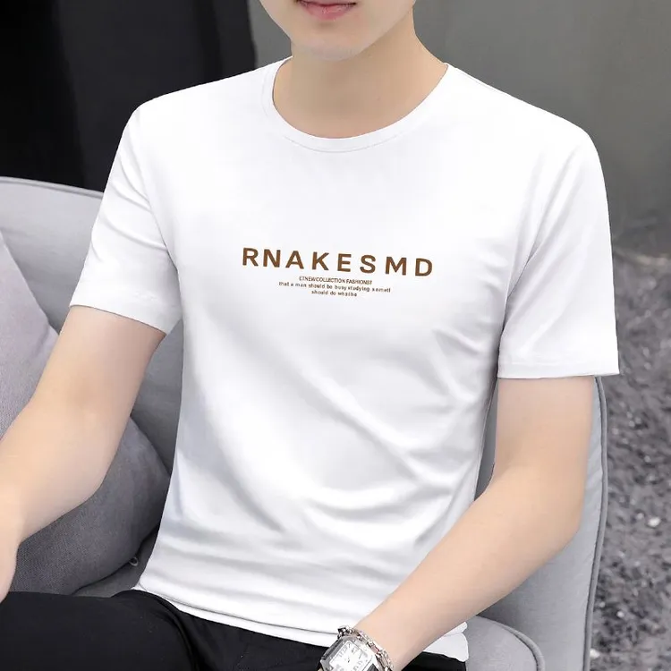 2025年夏季新款男士短袖T恤潮流百搭圆领半袖休闲中年修身上衣服