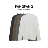 F.F长袖纯色半高领常规款轻职风T恤网红圆领百搭长袖打底608