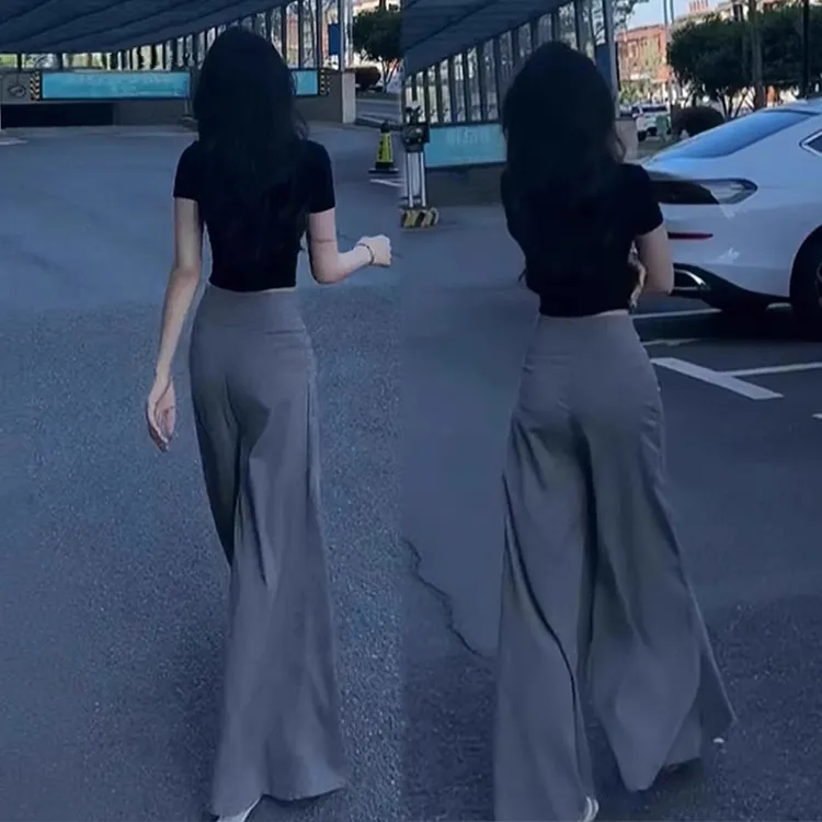 洋气衣服女时尚套装2025新款夏季短款T恤搭配休闲风阔腿裤两件套
