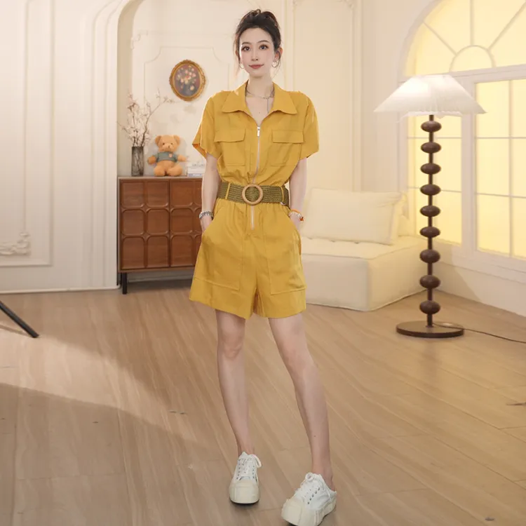 高级感时尚工装连体裤女2025年夏季新款气质休闲百搭显瘦短裤子潮