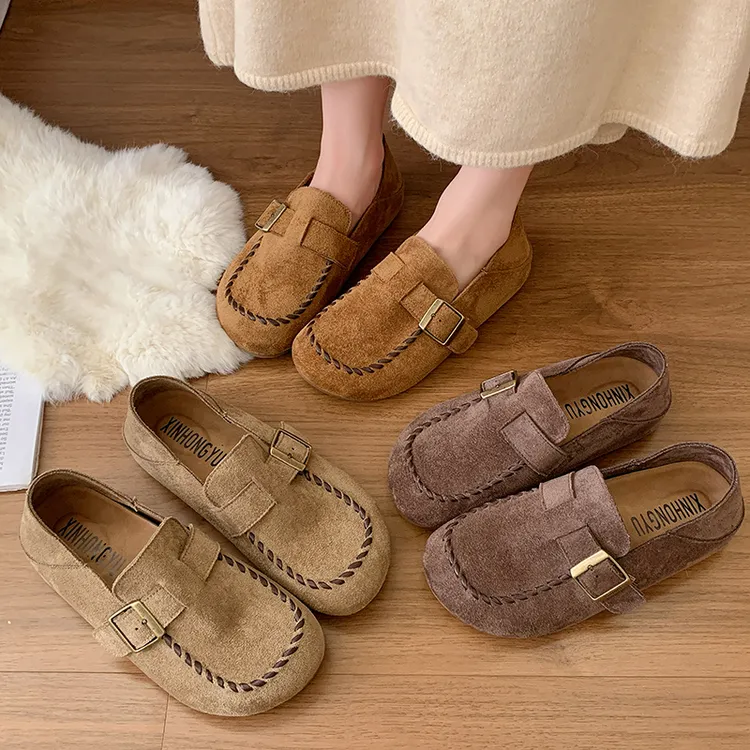 XHY【勃肯豆豆鞋】一脚蹬港风复古爆款两穿单鞋2025经典手工鞋百搭