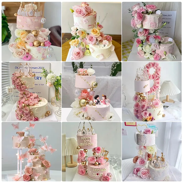 圣诞节网红爆款双层悬浮玫瑰鲜花生日蛋糕女友妈创意全国同城配送