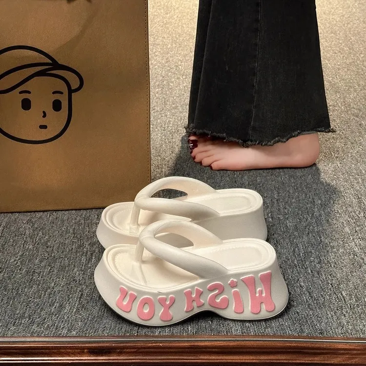 复古人字拖女外穿2025春季新款百搭小个子厚底休闲沙滩凉拖鞋春