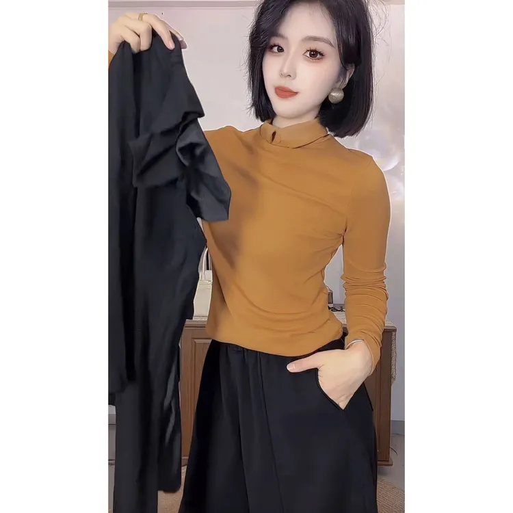 今年流行穿搭2025秋冬新款温柔风有弹力修身半高领针织衫长袖上衣