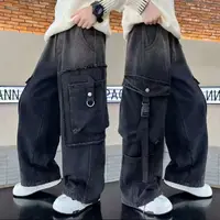 男童牛仔裤直筒工装长裤春秋款2025新款中大童百搭宽松时尚渐变裤