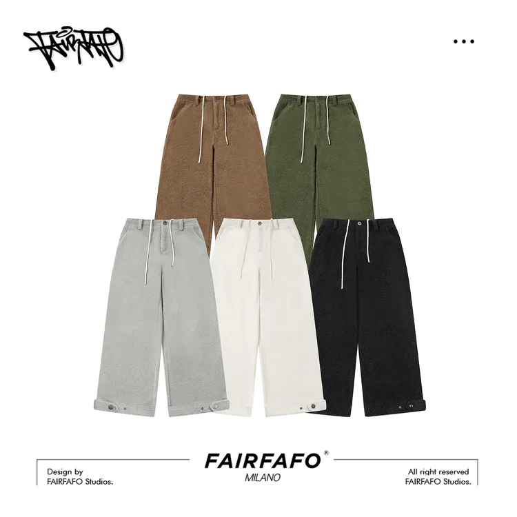 【百搭毛绒阔腿休闲裤】RCKZ5A045保暖舒适冬季百搭宽松阔腿休闲裤