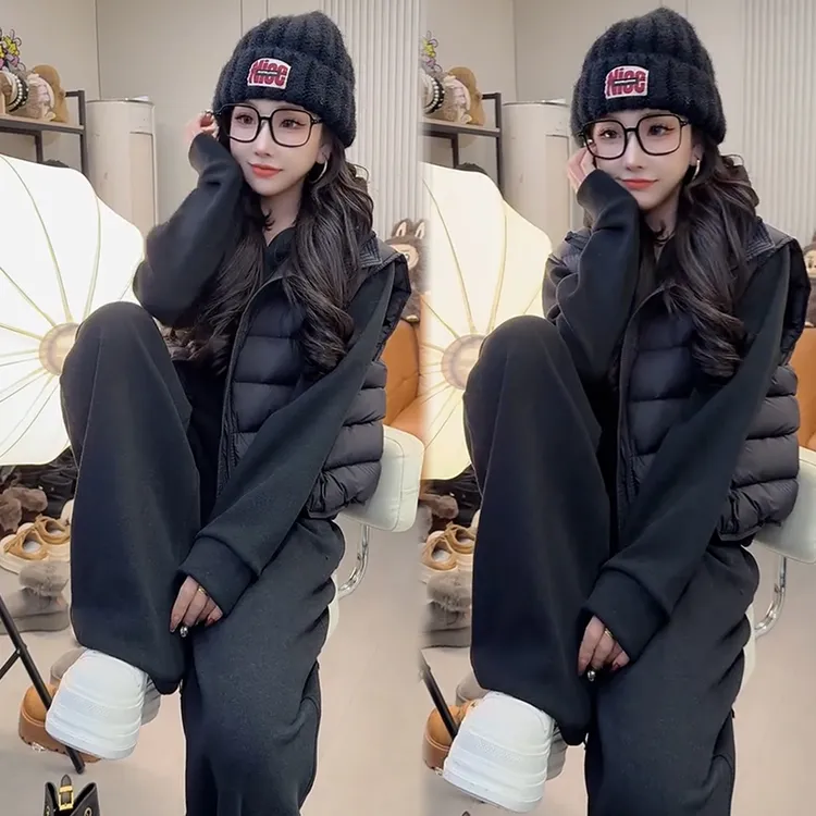 2025秋冬新款时尚显瘦气质网红高档套装女高级百搭宽松大码三件套