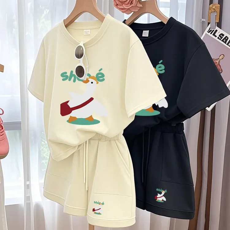 夏季休闲运动套装女韩版大码东大门显瘦时尚减龄宽松小个子两件套