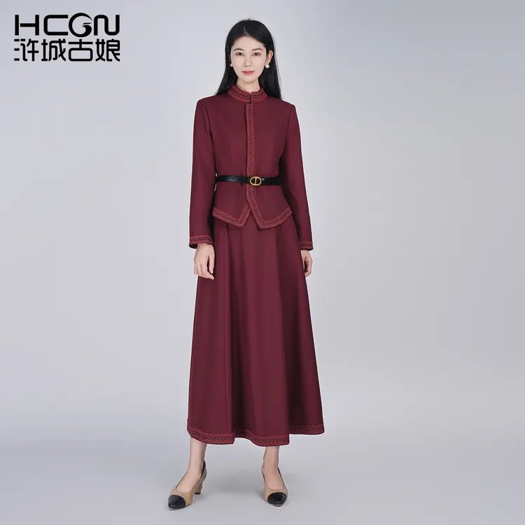 【高定系列】中式羊毛黑色西服收腰木槿套装HCSS050859+HCSS050860