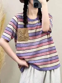 直播货号951~999【无运费险】【直播展示为准】条纹短袖T时尚百搭