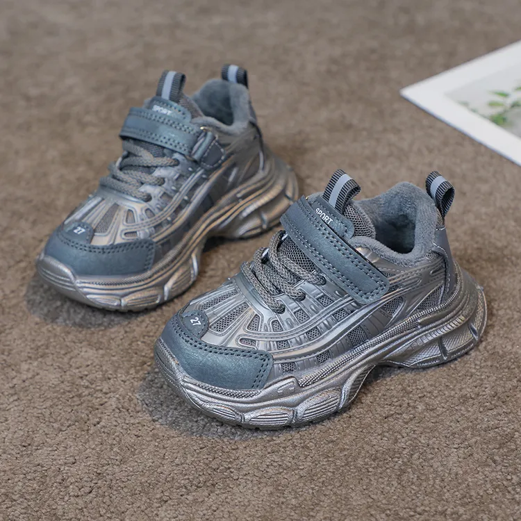 儿童运动鞋秋冬加绒二棉小童休闲鞋男童老爹鞋宝宝学步鞋小童鞋潮