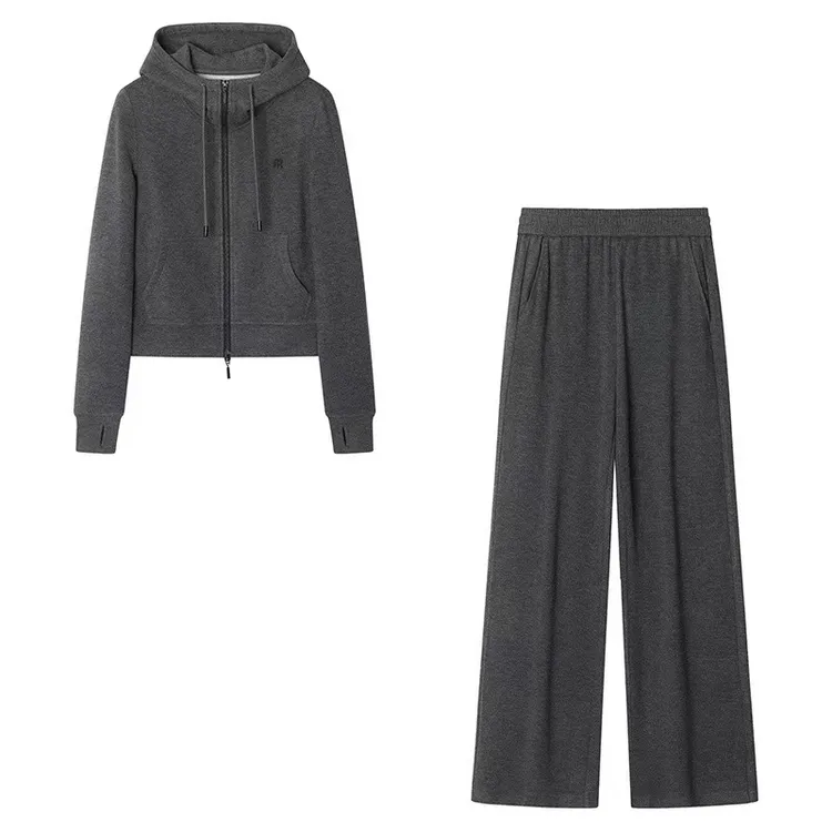 艾家休闲风时尚套装百搭女装连帽长袖开衫秋冬春季40931085/3185