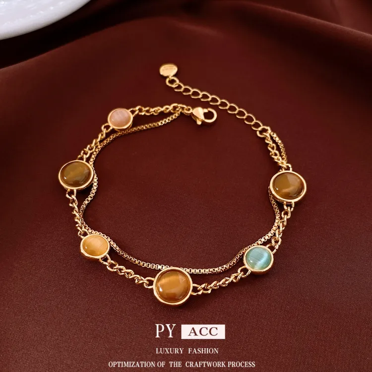 铜合金亚克力手链 关于天蝎 巨蟹 双鱼 处女 座 18K电镀 猫眼合带