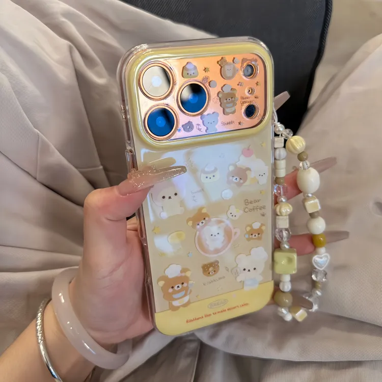 软萌奶黄芝士厨师轻松熊适用苹果17promax手机壳iphone16pro少女