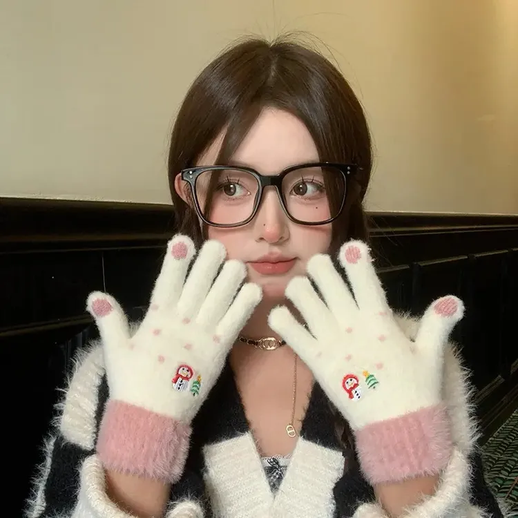 手套女冬季2025新款可爱加绒加厚骑车女生冬天保暖学生骑行可触屏