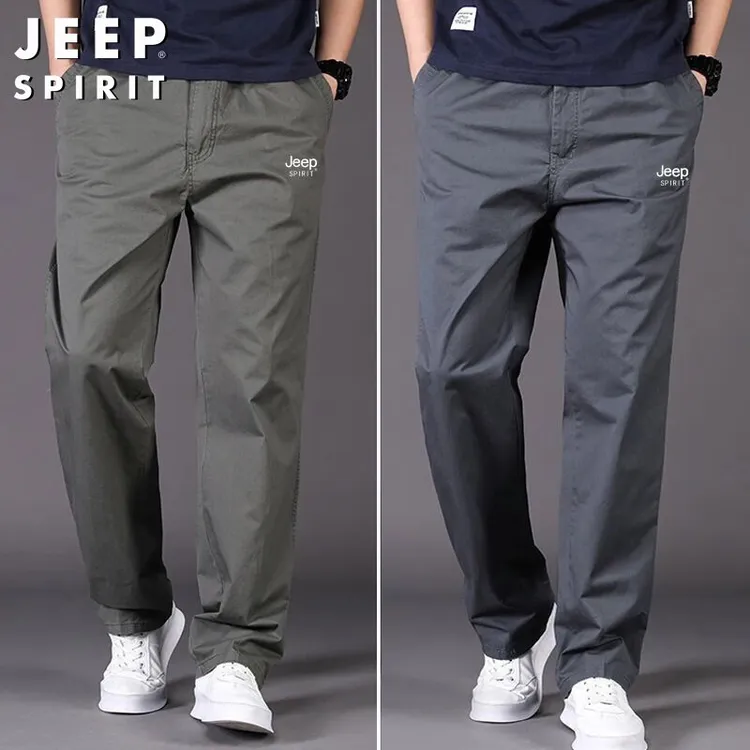 Jeep正品吉普休闲裤男工装裤秋冬新款加厚保暖长裤宽松直筒长裤男