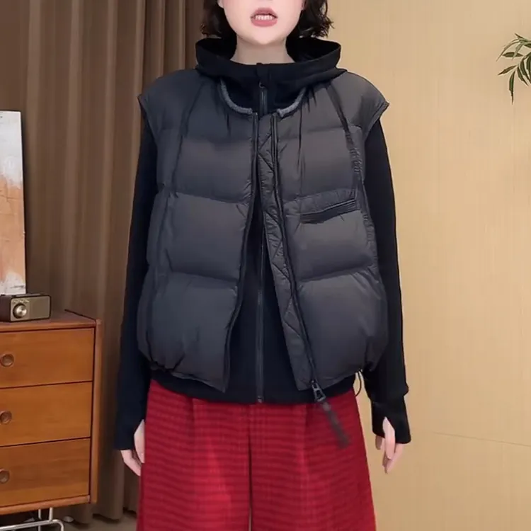 拉链设计感圆领无袖马甲女2025秋季新款韩版宽松高级感显瘦衣服