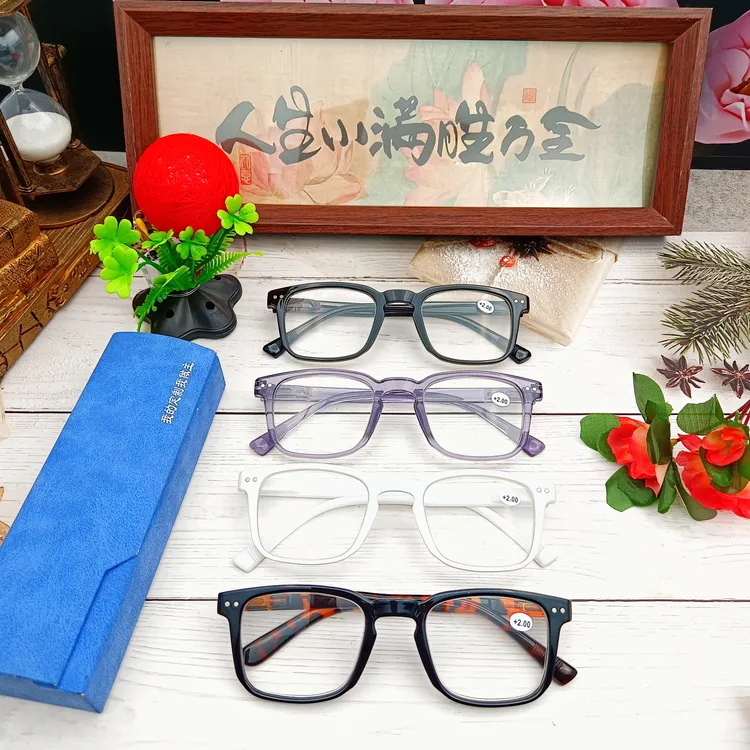 时尚潮流百搭休闲木纹大框老视镜男士女士通用韩版黑框方形老花镜