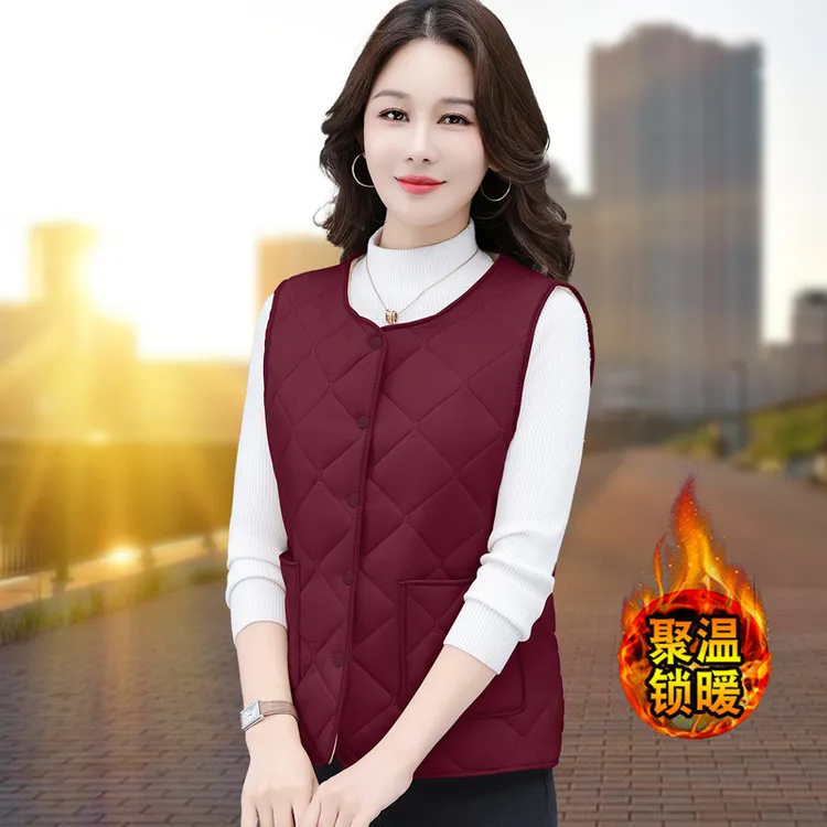 冬季中老年妈妈春秋马夹加绒外穿马夹女士百搭马甲外套气质短款