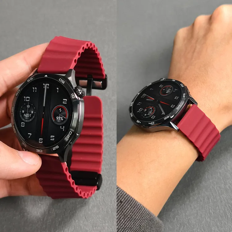 欣成适用华为手表GT5表带GT4运动GT3/GT2pro透气硅胶磁吸扣表带男
