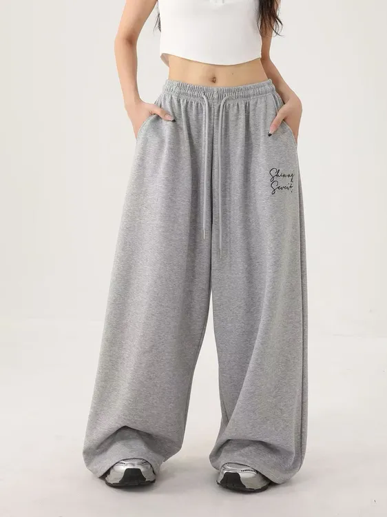 Y-C原创爵士街舞刺绣宽松慵懒直筒秋冬休闲运动卫裤爵士舞裤子