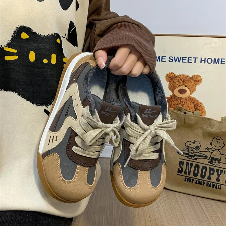 回力复古德训鞋女加绒二棉鞋2025冬季新款百搭软底防滑轻便运动鞋